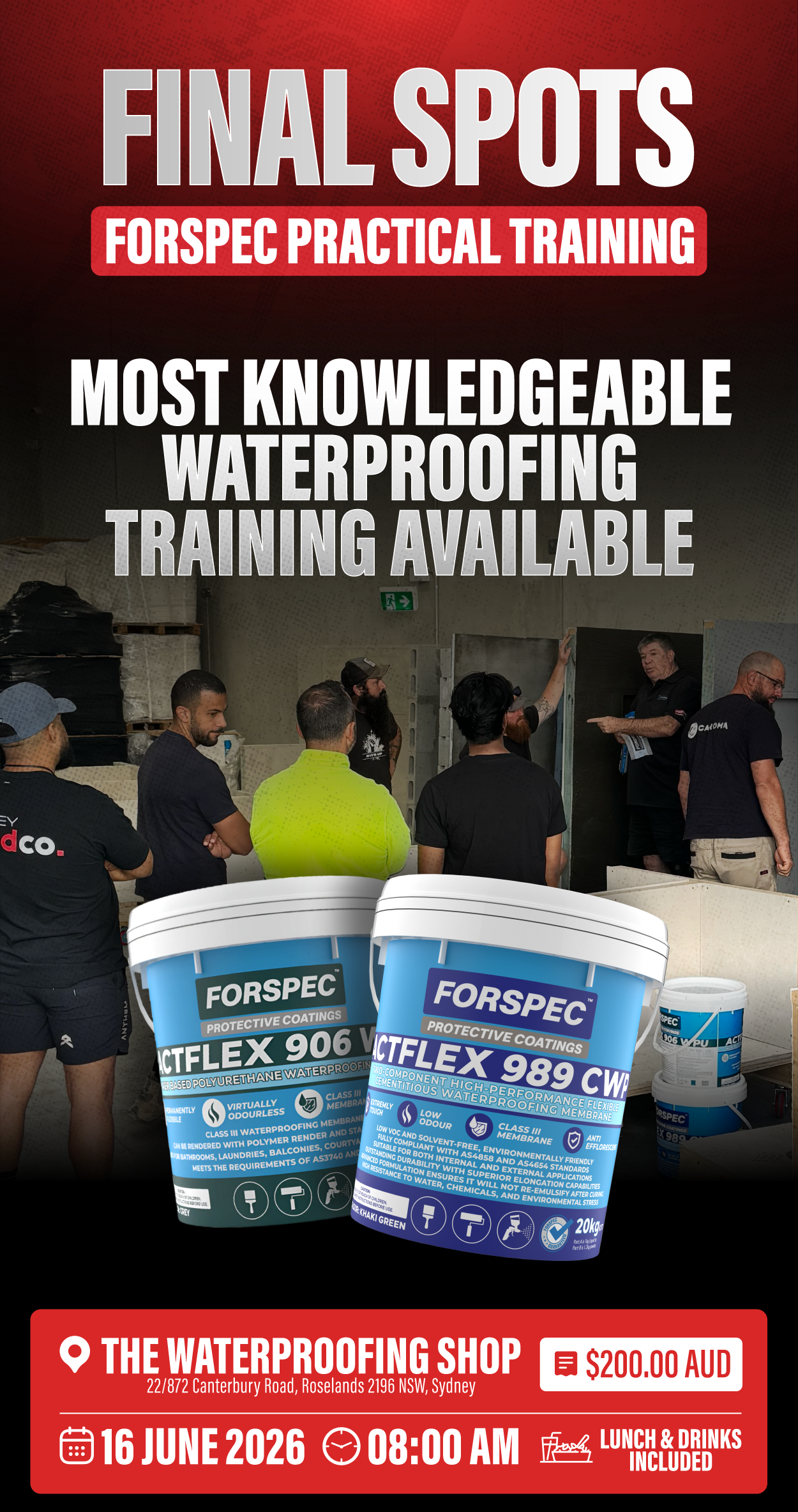 Final Spots Available – Waterproofing Training (June 16)