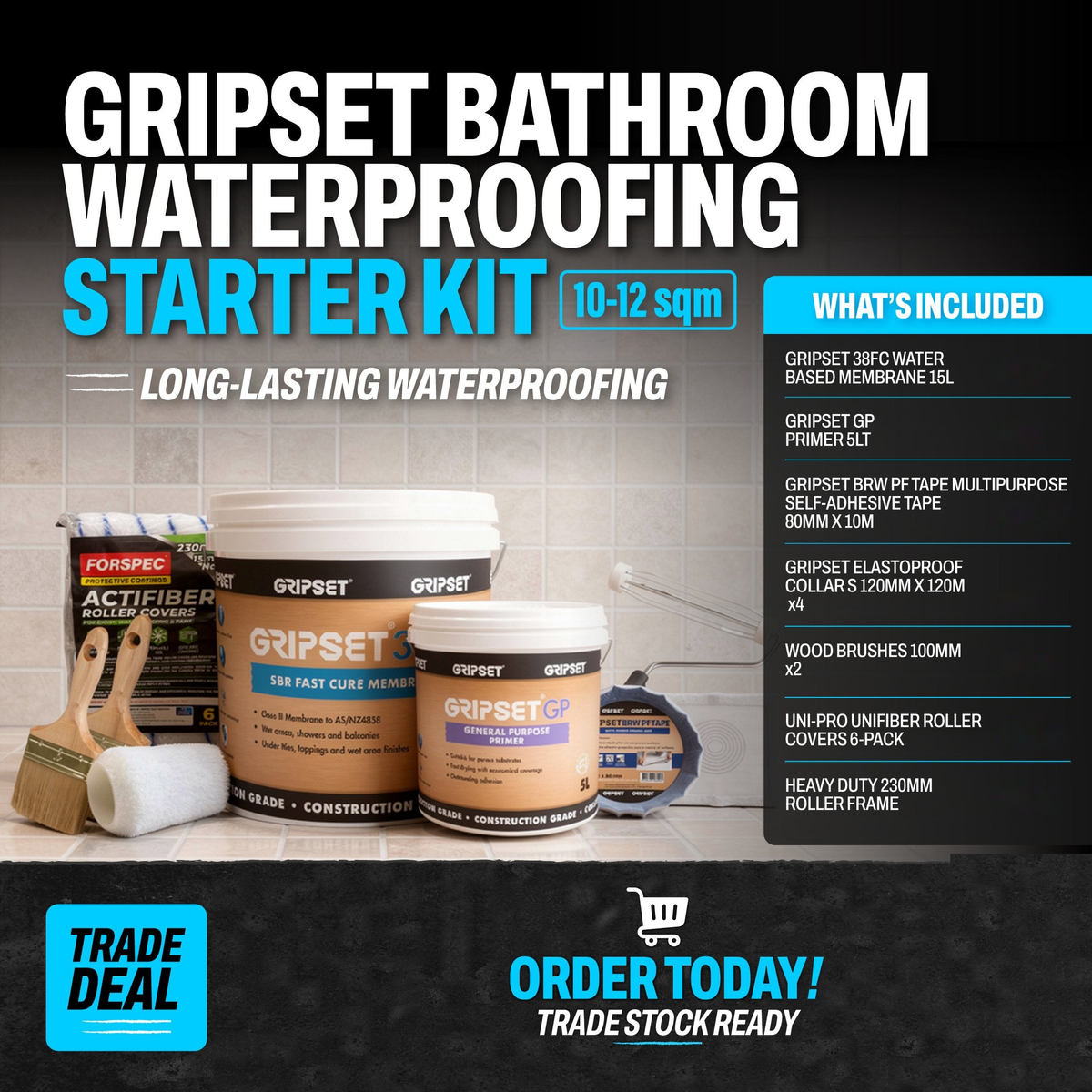 Gripset Bathroom Waterproofing Starter Kit 10-12sqm - Trade Deal