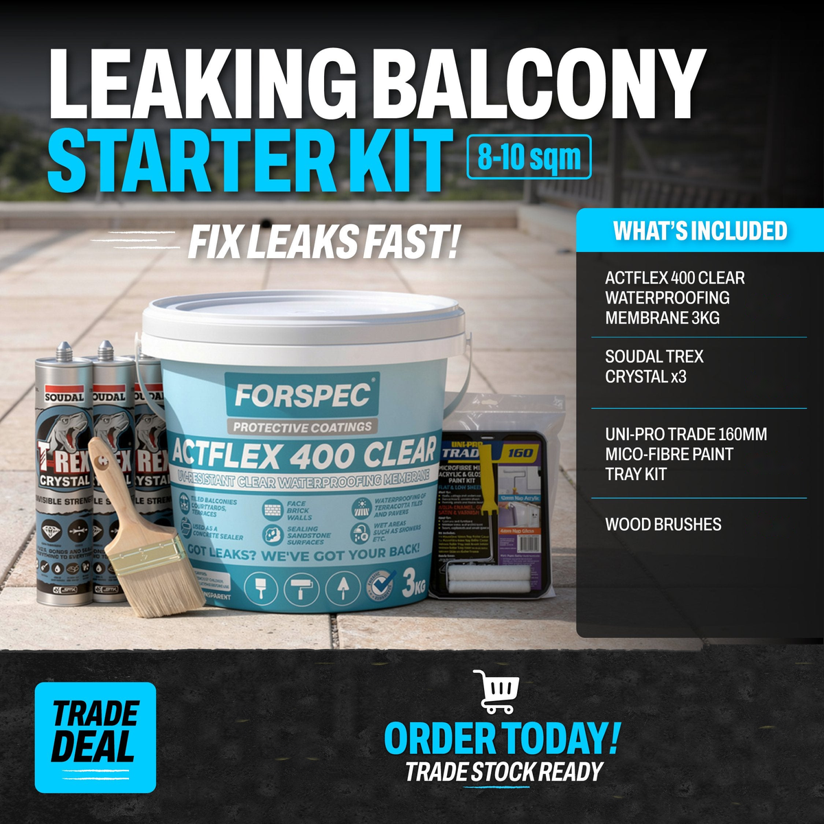Leaking Balcony Starter Kit 8-10sqm - Fix Leaks Fast - Trade Deal