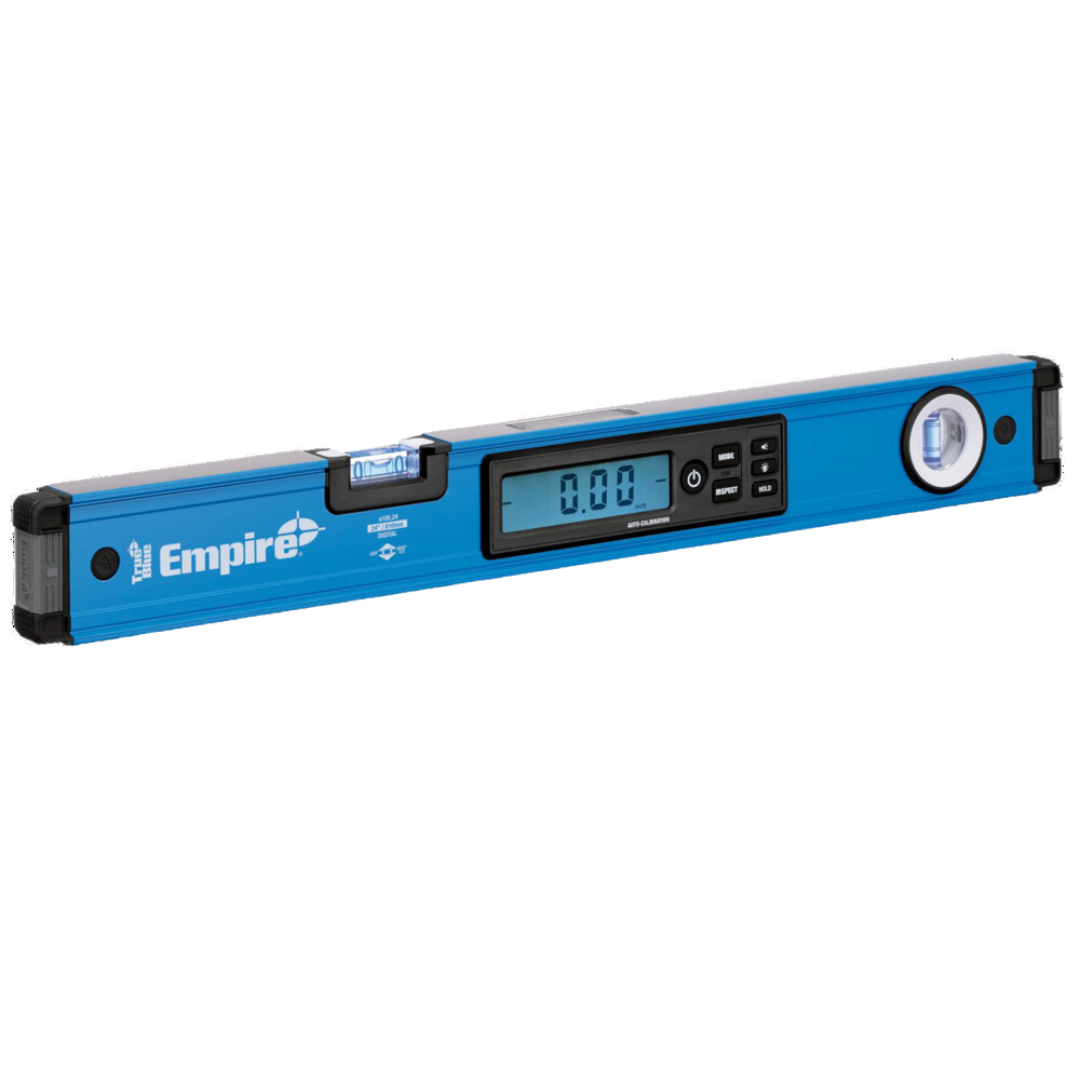 Empire True Blue Digital Level 600mm with LCD display for accurate levelling, plumbing, angle measurement, and alignment in construction and carpentry applications