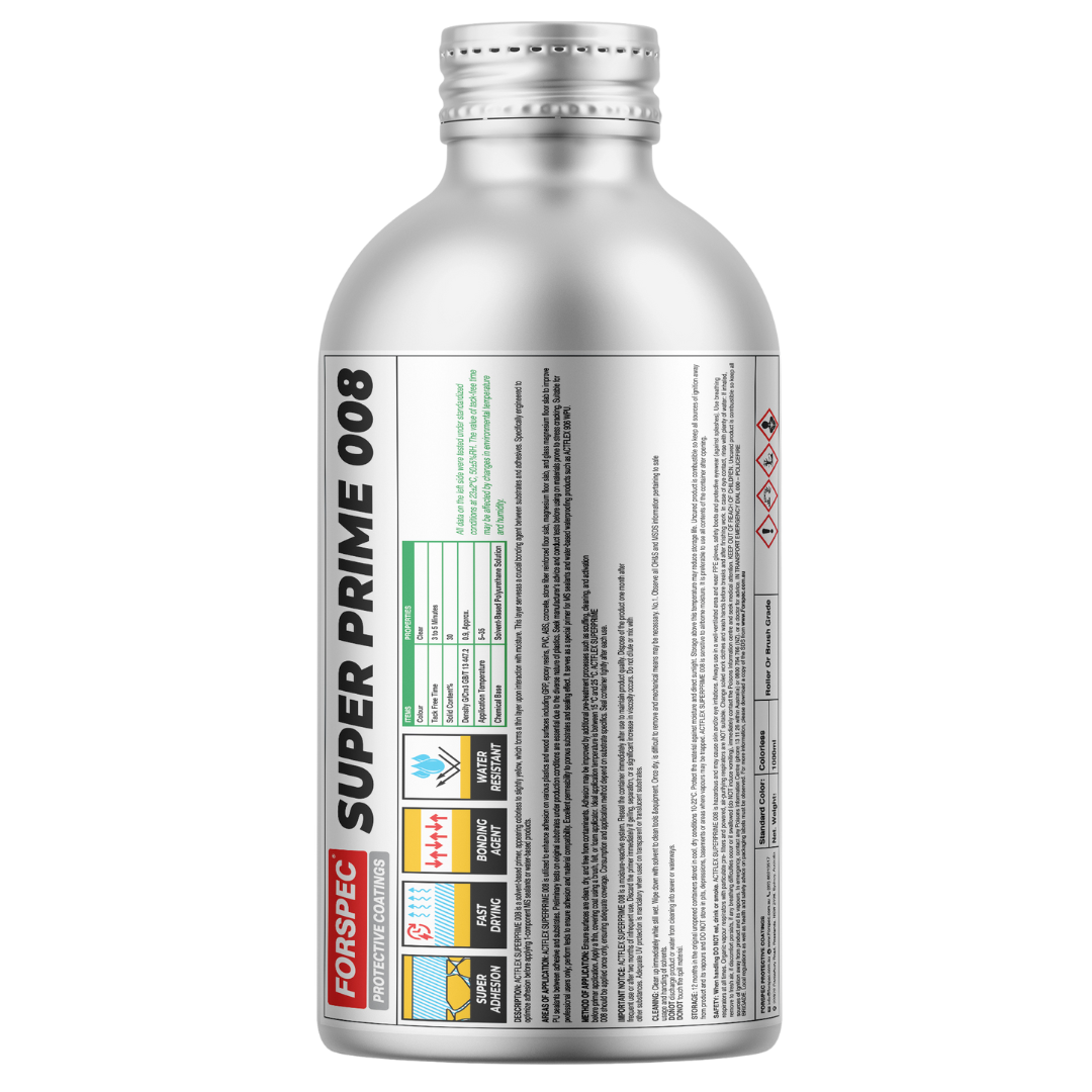 FORSPEC Super Prime 008 1L primer for improving adhesion to non-porous surfaces before waterproofing and coating applications.