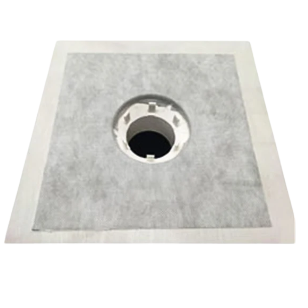 GRIPSET BRWPF square self-adhesive butyl rubber sealing patch designed to create a waterproof seal around floor wastes, pipe penetrations, and drainage outlets before applying waterproofing membranes.