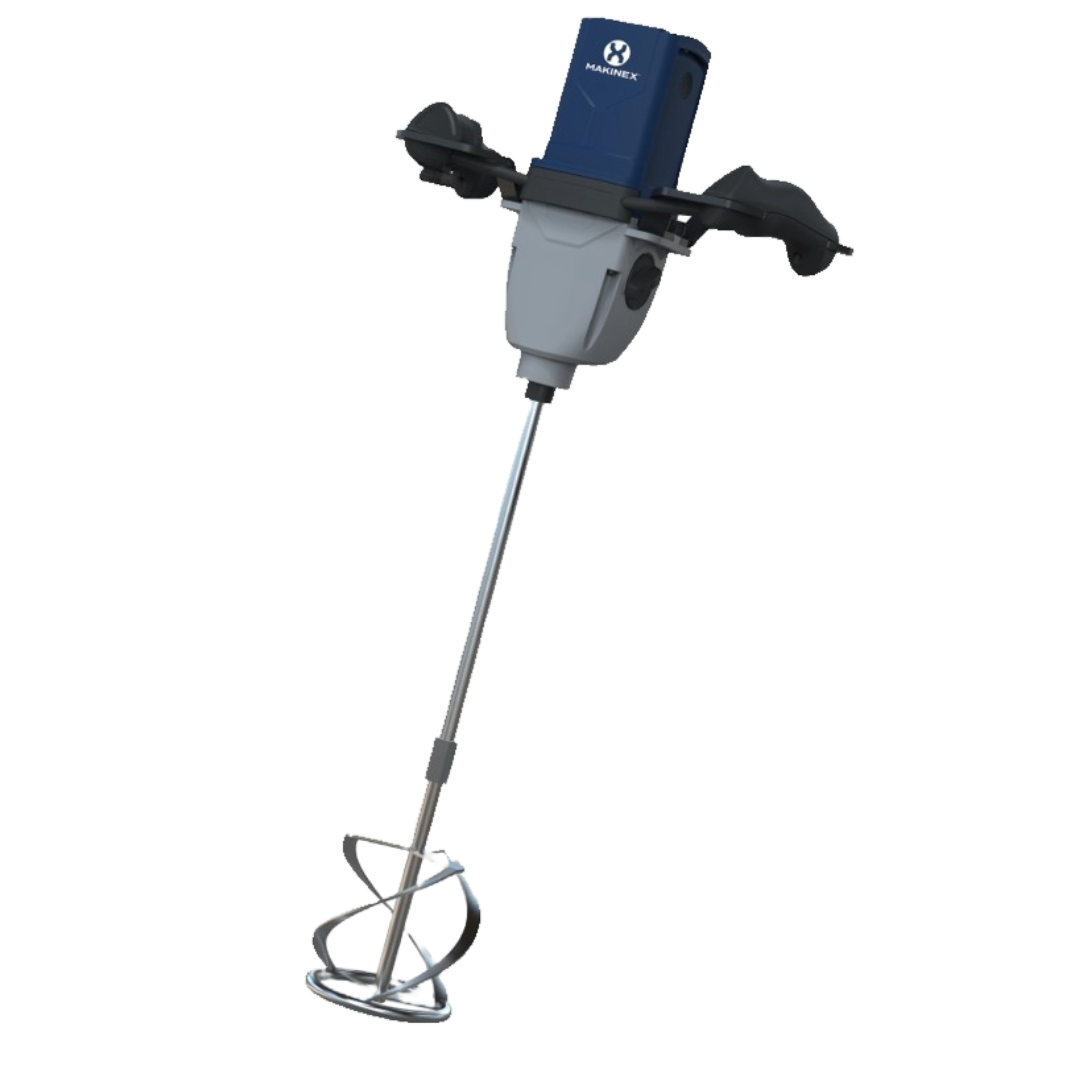 Makinex MS-20 Mixer 1450W with mixing paddle for blending epoxy, grout, mortar, adhesives, self-levelling compounds, and other construction materials with consistent mixing performance