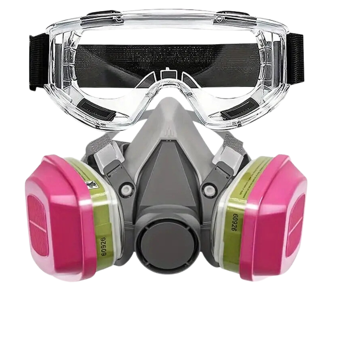 Reusable Half Face Respirator Mask with Filters and Anti-Fog Goggle