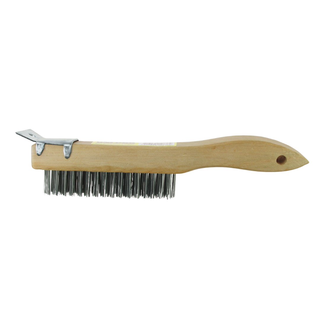 Uni-Pro wire brush with metal scraper for removing rust, paint, and surface debris