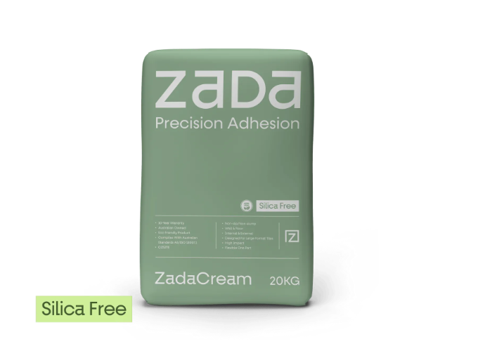 Zada Cream Precision Adhesion 20kg tile adhesive bag with a silica-free formula for ceramic, porcelain, and natural stone tile installations.