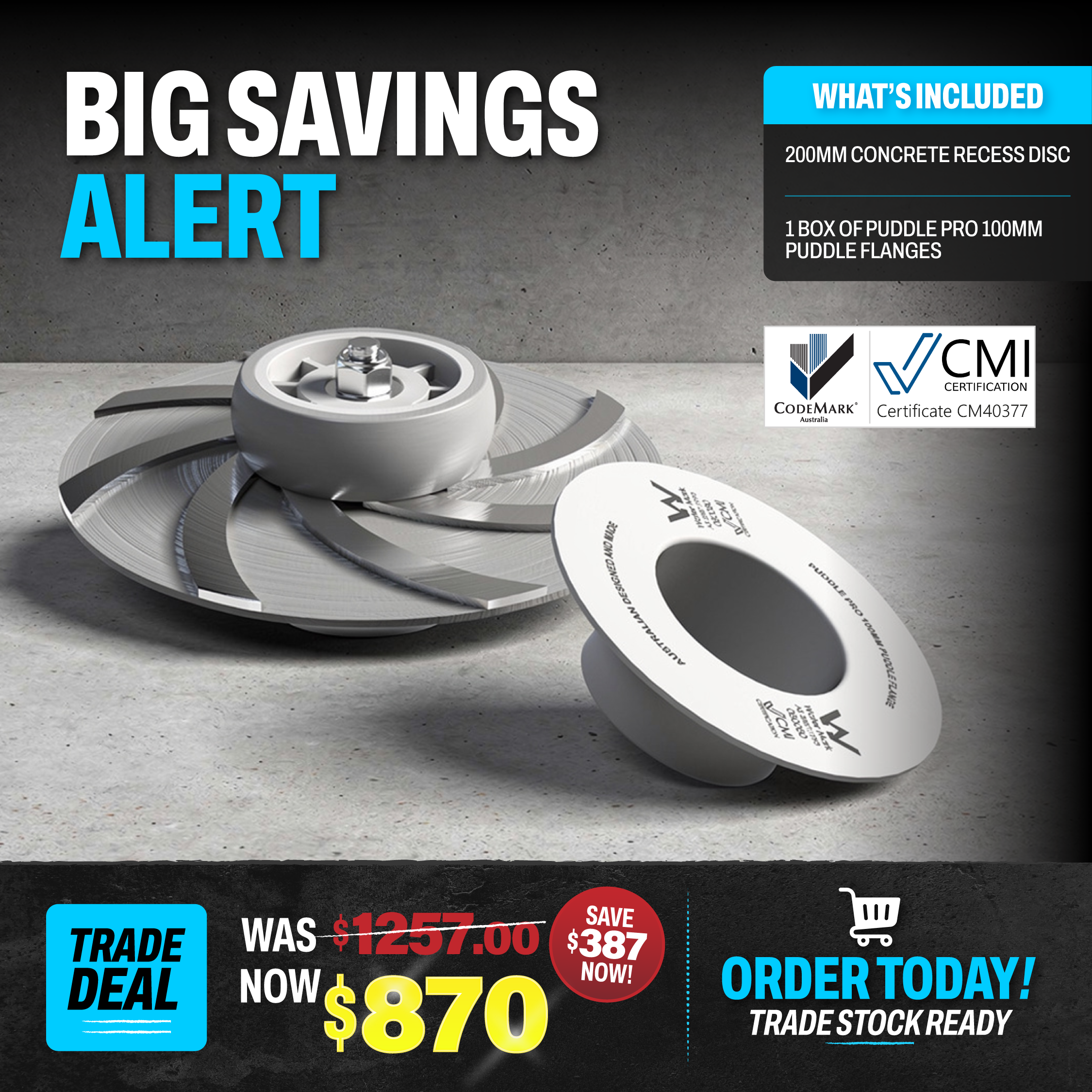 200mm Puddle Flange Recess Kit Trade Deal - Was $1257 Now $870