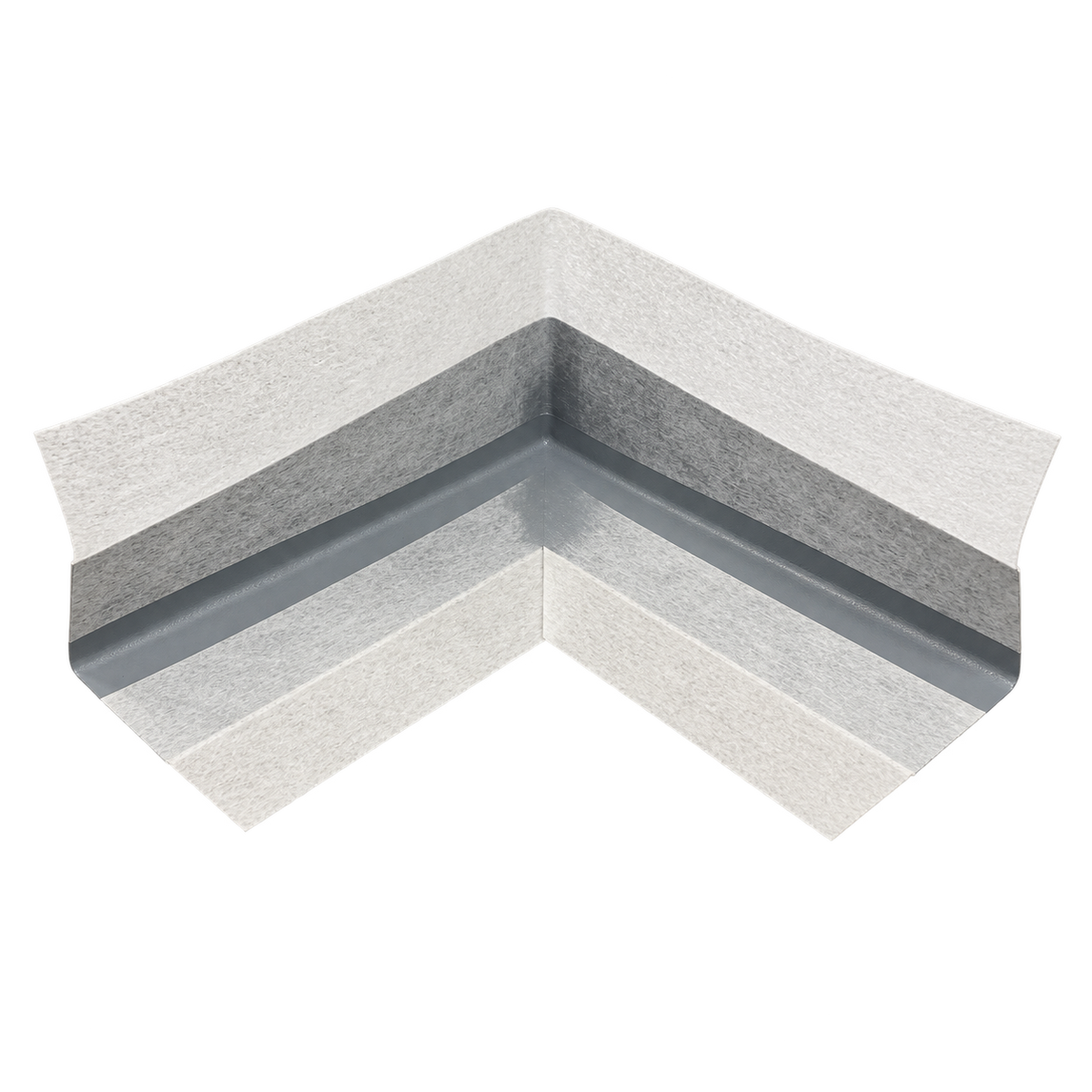 Preformed internal waterproofing corner with a flexible rubber centre and non-woven fleece backing, designed to reinforce internal wall and floor junctions, movement joints, and corners in waterproofing membrane systems.