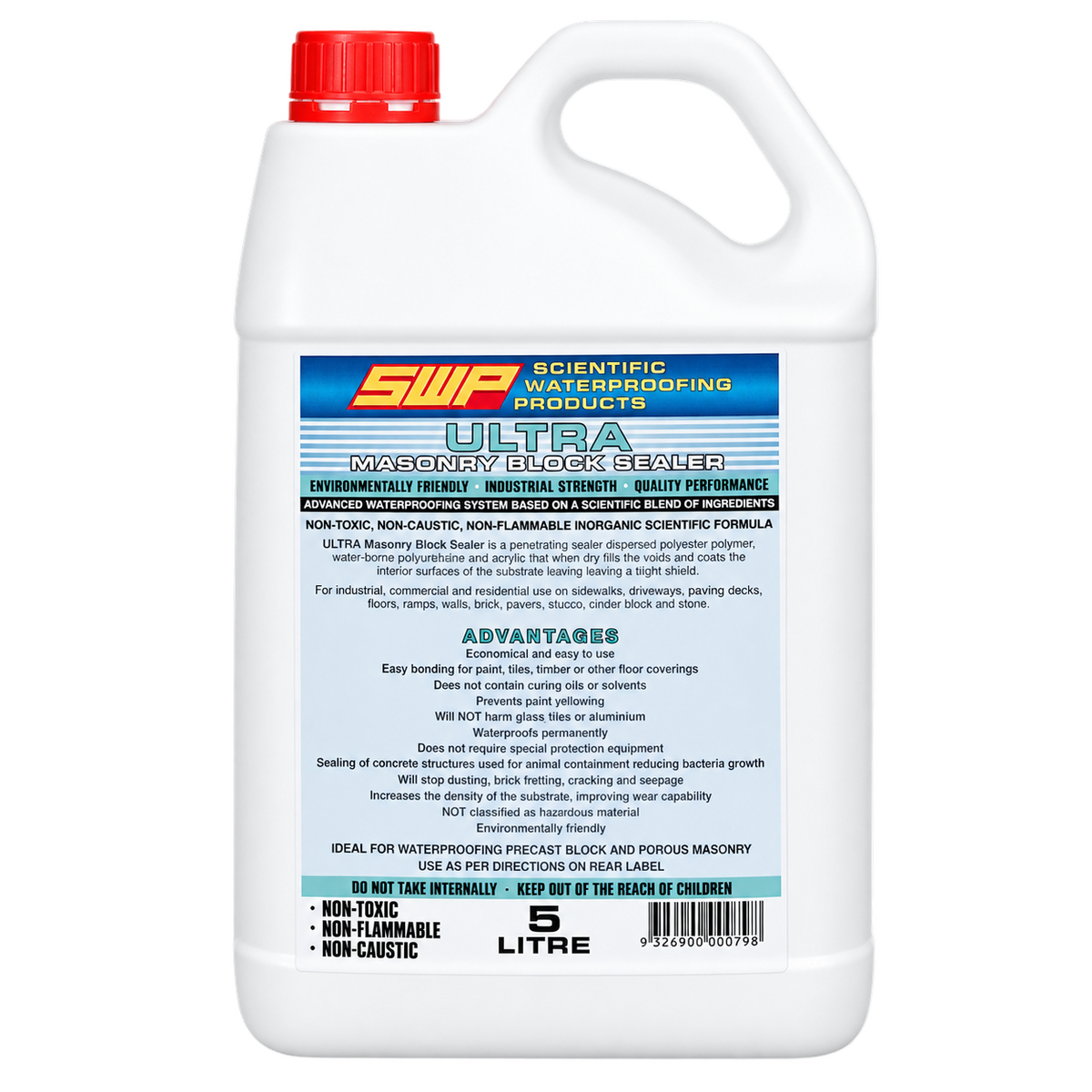 SWP Ultra Masonry Block Sealer 5 Litre penetrating water-based sealer for concrete, masonry blocks, brickwork, and porous surfaces.