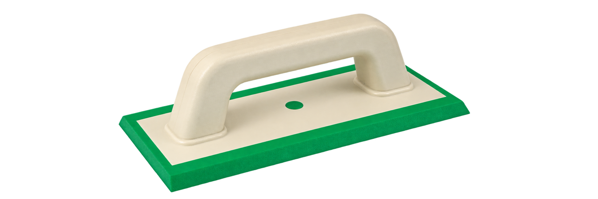 Rubber Grout Float with ergonomic handle for applying, spreading, and finishing epoxy grout, cement grout, and tile joint compounds, providing smooth and even coverage