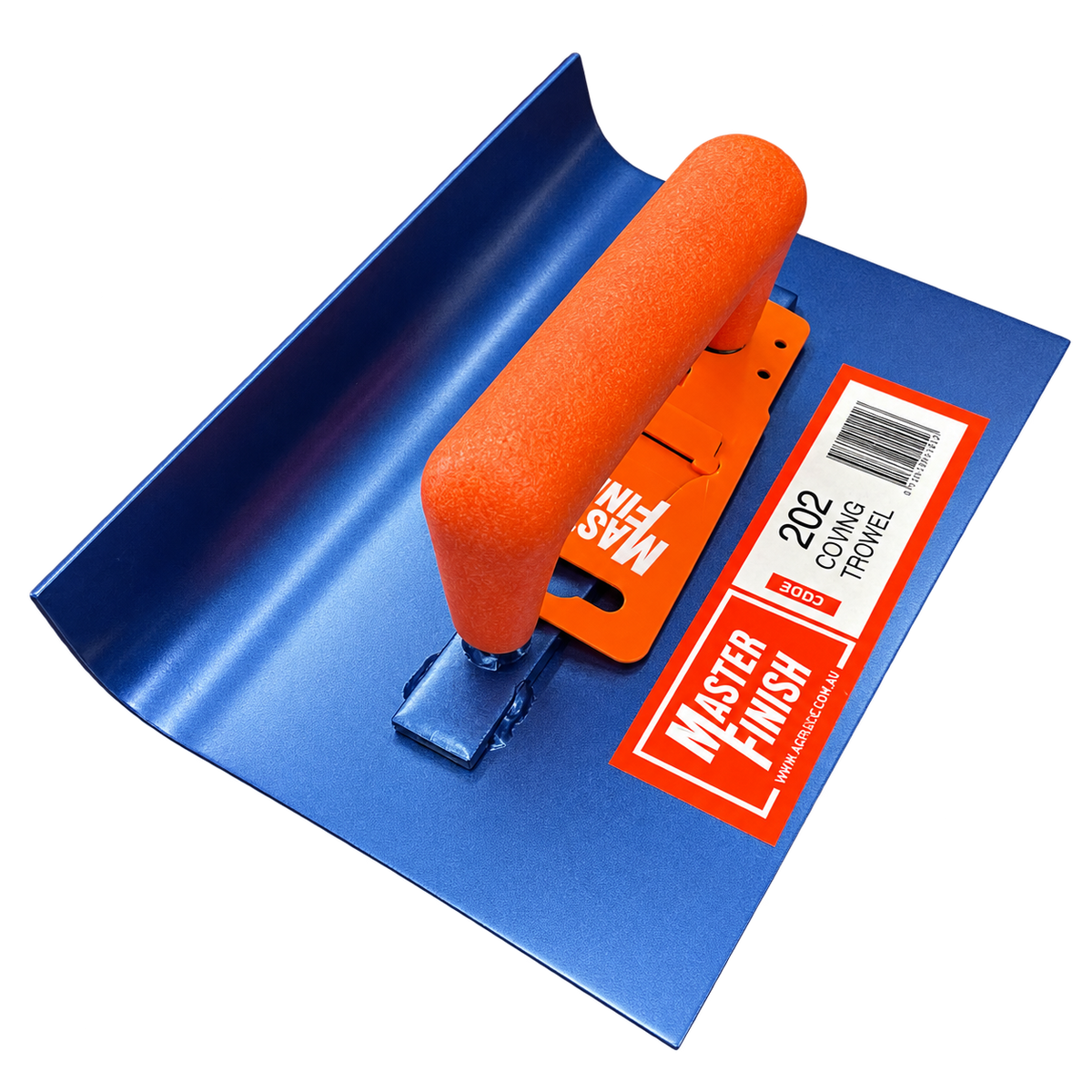 Master Finish 202 coving trowel 25x145x32mm with ergonomic handle for forming smooth coves, corners, and curved finishes in concrete, render, and plaster applications.