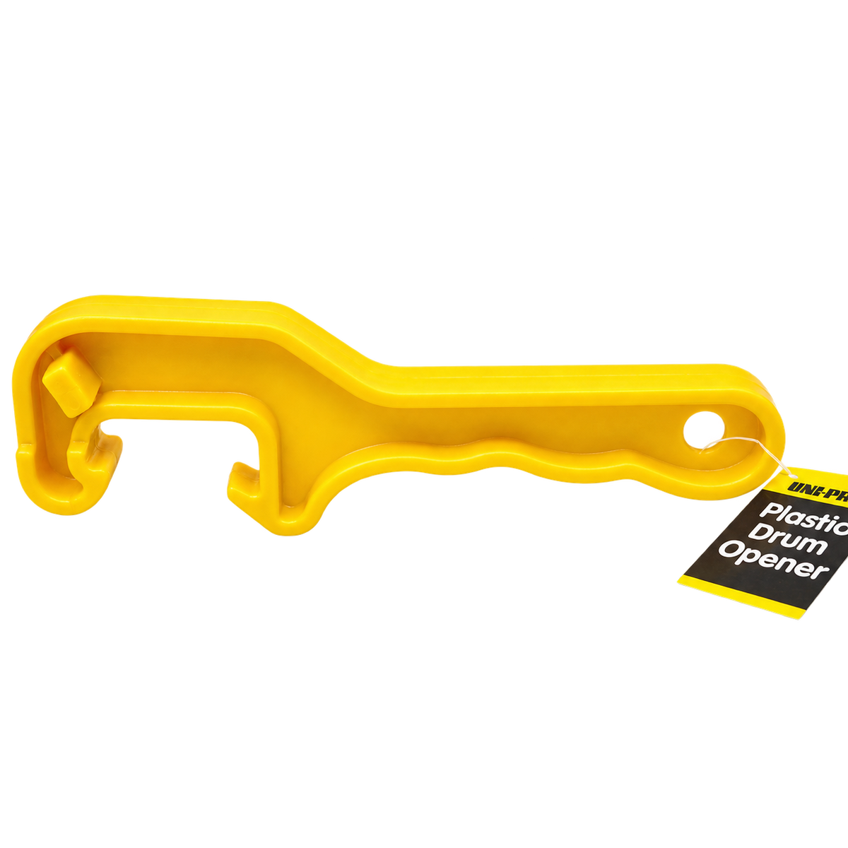 Uni-Pro plastic drum opener for safely opening and closing plastic drum lids used for paints, coatings, waterproofing products, and construction chemicals.