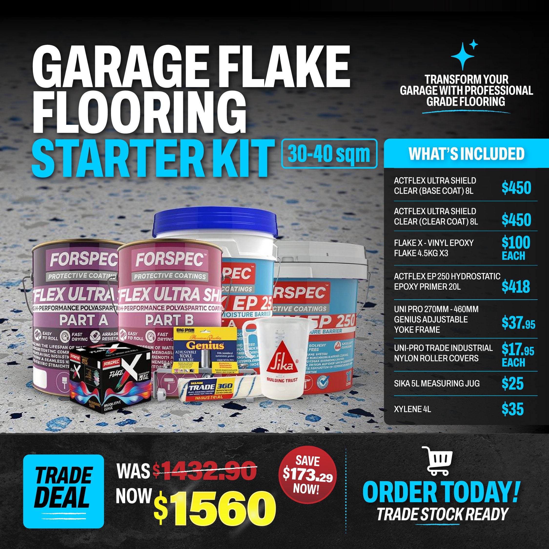 Garage Flake Flooring Starter Kit - EOFY Trade Deal
