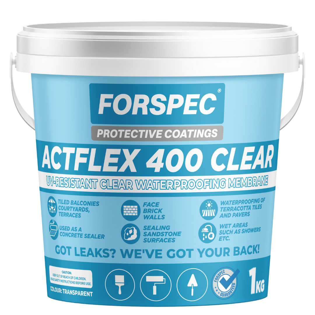 Forspec ACTFLEX 400 Clear UV-resistant clear waterproofing membrane for tiled and masonry surfaces