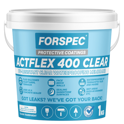 Forspec ACTFLEX 400 Clear UV-resistant clear waterproofing membrane for tiled and masonry surfaces