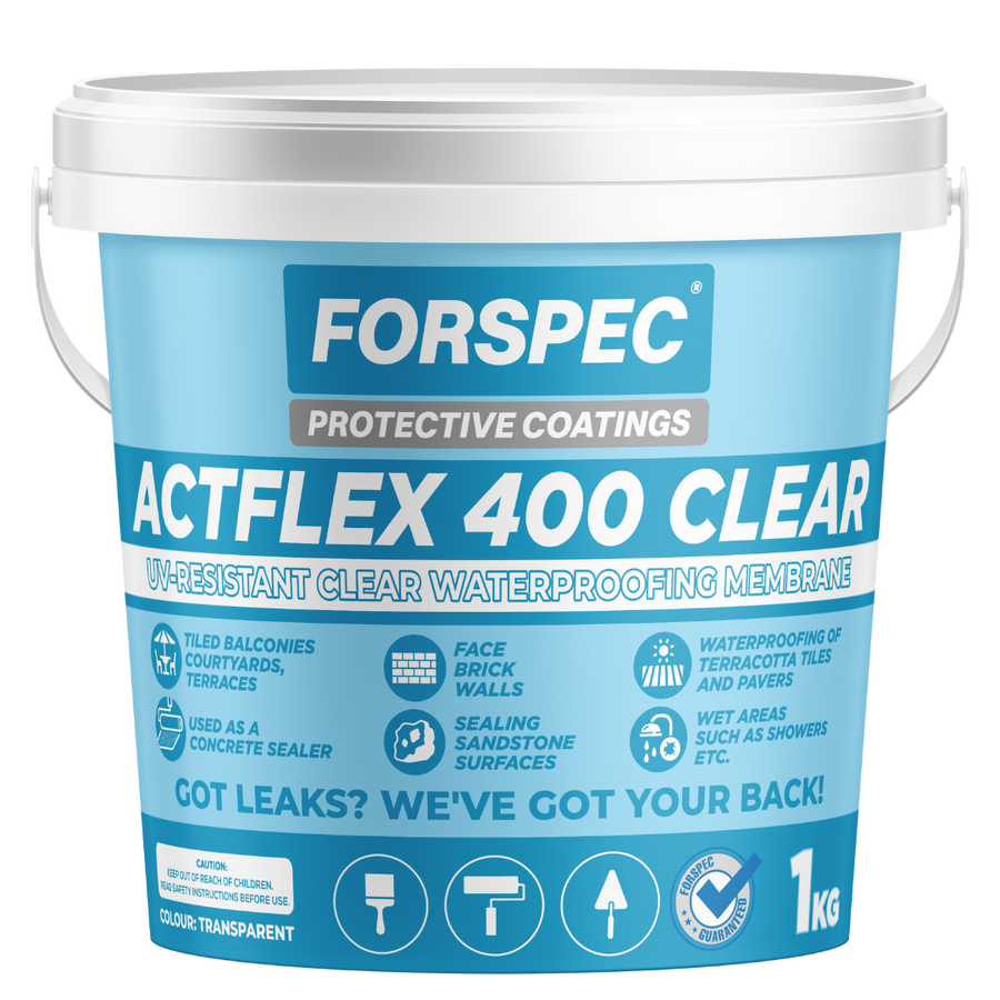 Forspec ACTFLEX 400 Clear UV-resistant clear waterproofing membrane for tiled and masonry surfaces
