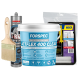 Forspec ACTFLEX 400 Clear waterproofing kit with membrane, sealant, brush and roller