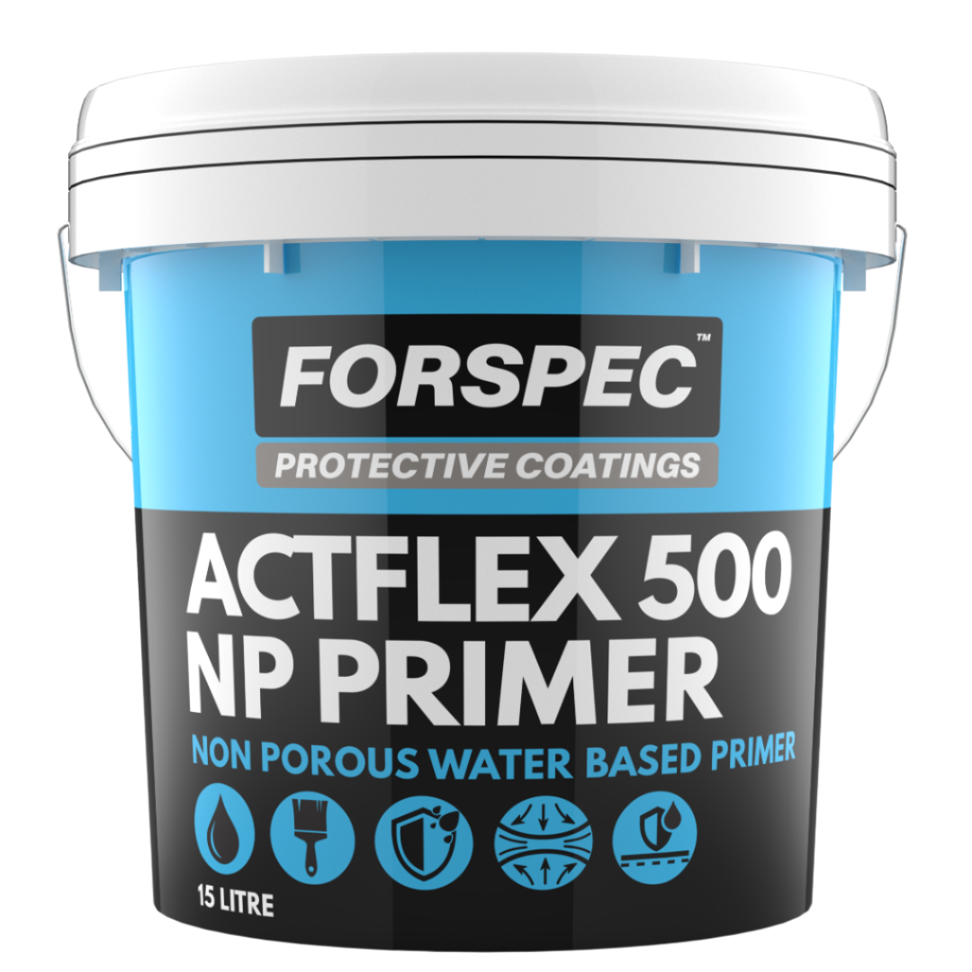 ACTFLEX 500 NP Primer 15L non-porous water-based primer for improving adhesion on smooth, dense surfaces before applying waterproofing membranes, coatings, and flooring systems.