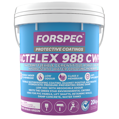 Forspec ACTFLEX 988 CWP two-part flexible cementitious waterproofing membrane