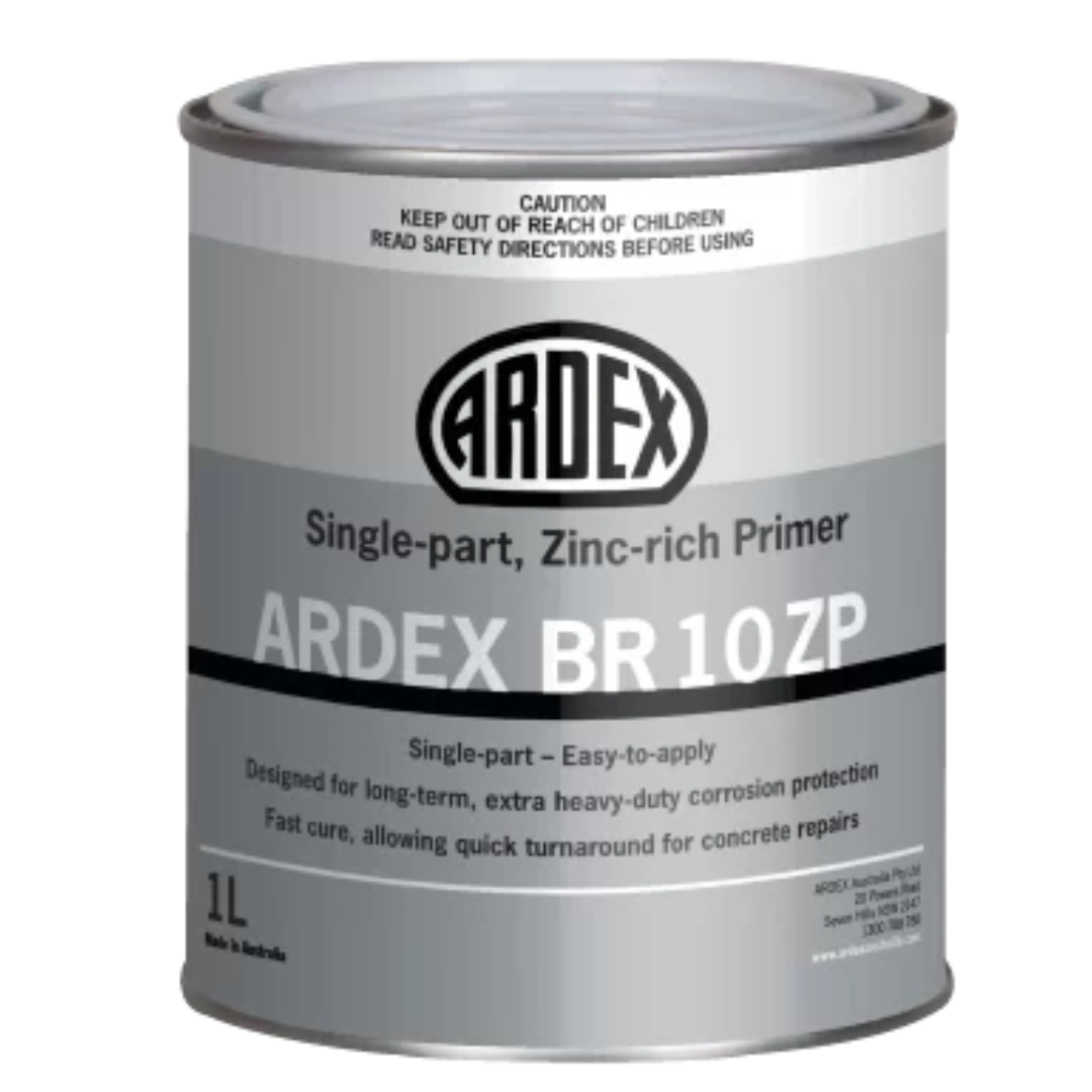 Ardex BR 10 ZP zinc-rich primer 1L for corrosion protection of steel reinforcement before concrete repairs