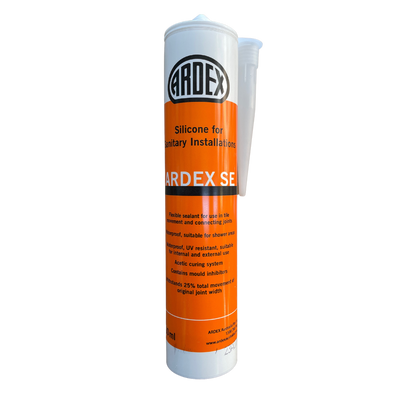 ARDEX SE 300mL silicone sealant for sanitary installations, ideal for bathrooms, kitchens, showers and wet areas, providing flexible, waterproof and mould-resistant sealing for internal and external applications.