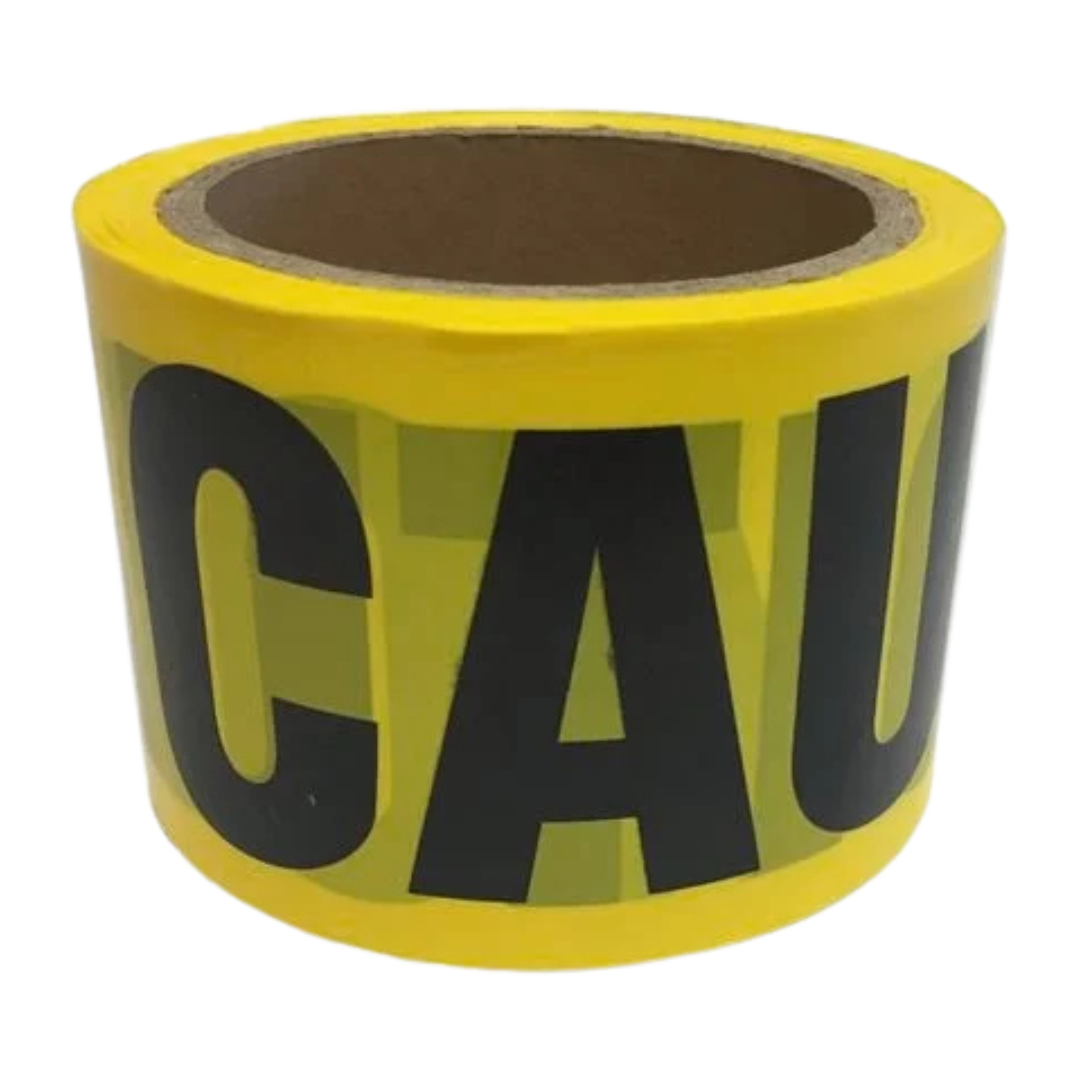 Brutus Caution Tape – Wet Paint 75mm x 100m high-visibility warning tape for marking freshly painted areas, work zones, and restricted access on construction and maintenance sites.
