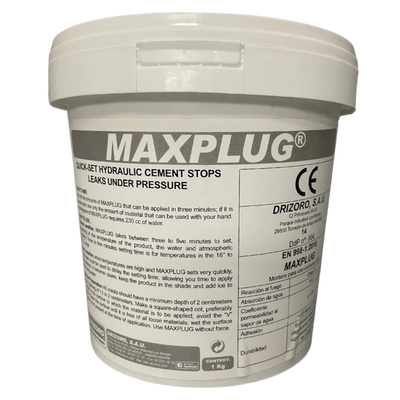 Drizoro MAXPLUG quick-setting hydraulic cement for stopping water leaks under pressure