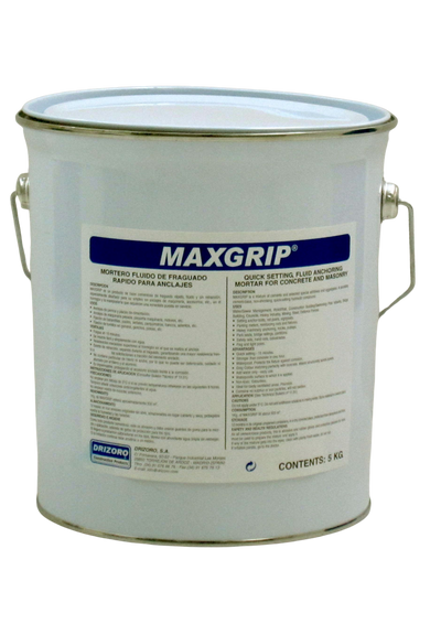 Drizoro Maxgrip 5kg fast-setting anchoring grout for securing bolts, anchors, machinery, and structural elements in concrete and masonry applications.