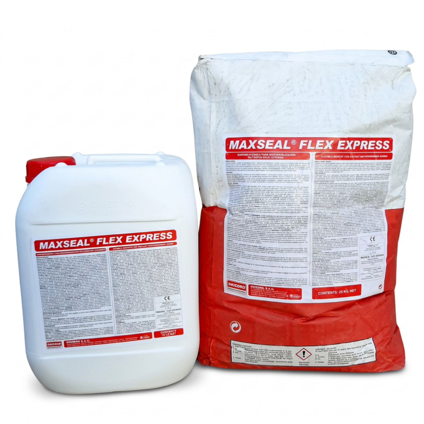Drizoro MAXSEAL FLEX EXPRESS 35kg two-component flexible cementitious waterproofing membrane for concrete, masonry, balconies, basements, water tanks, and wet areas.