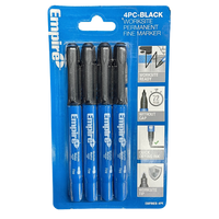 Empire 4pc Black Worksite Permanent Fine Marker