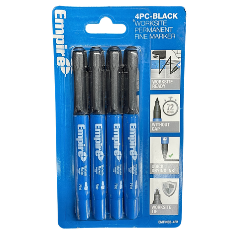 Empire 4pc Black Worksite Permanent Fine Marker