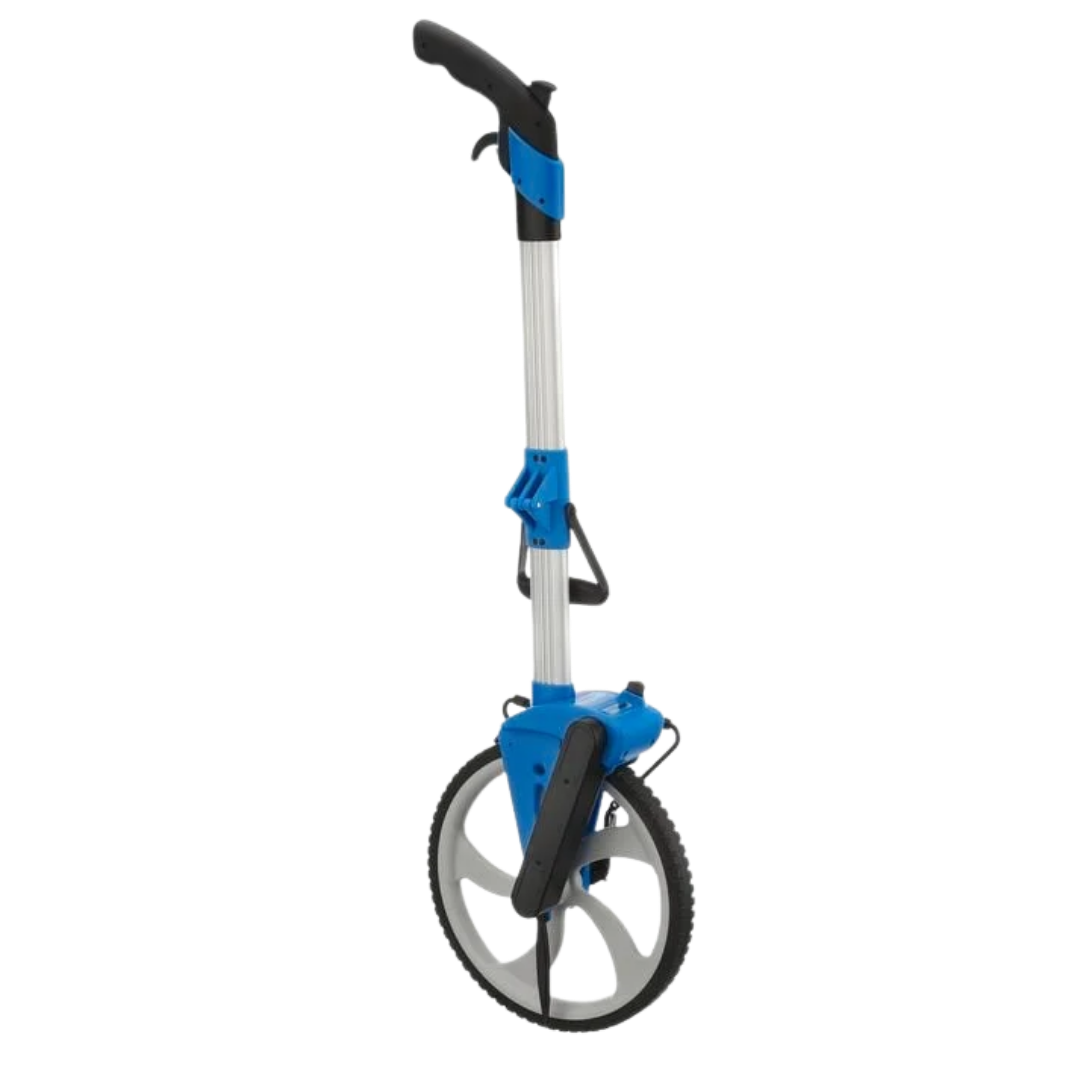 Empire 320mm professional measuring wheel with foldable telescopic handle and precision counter for accurately measuring long distances on construction, landscaping and surveying projects.