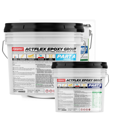 FORSPEC ACTFLEX Epoxy Grout two-component solvent-free structural epoxy grout system with Part A resin and Part B hardener.