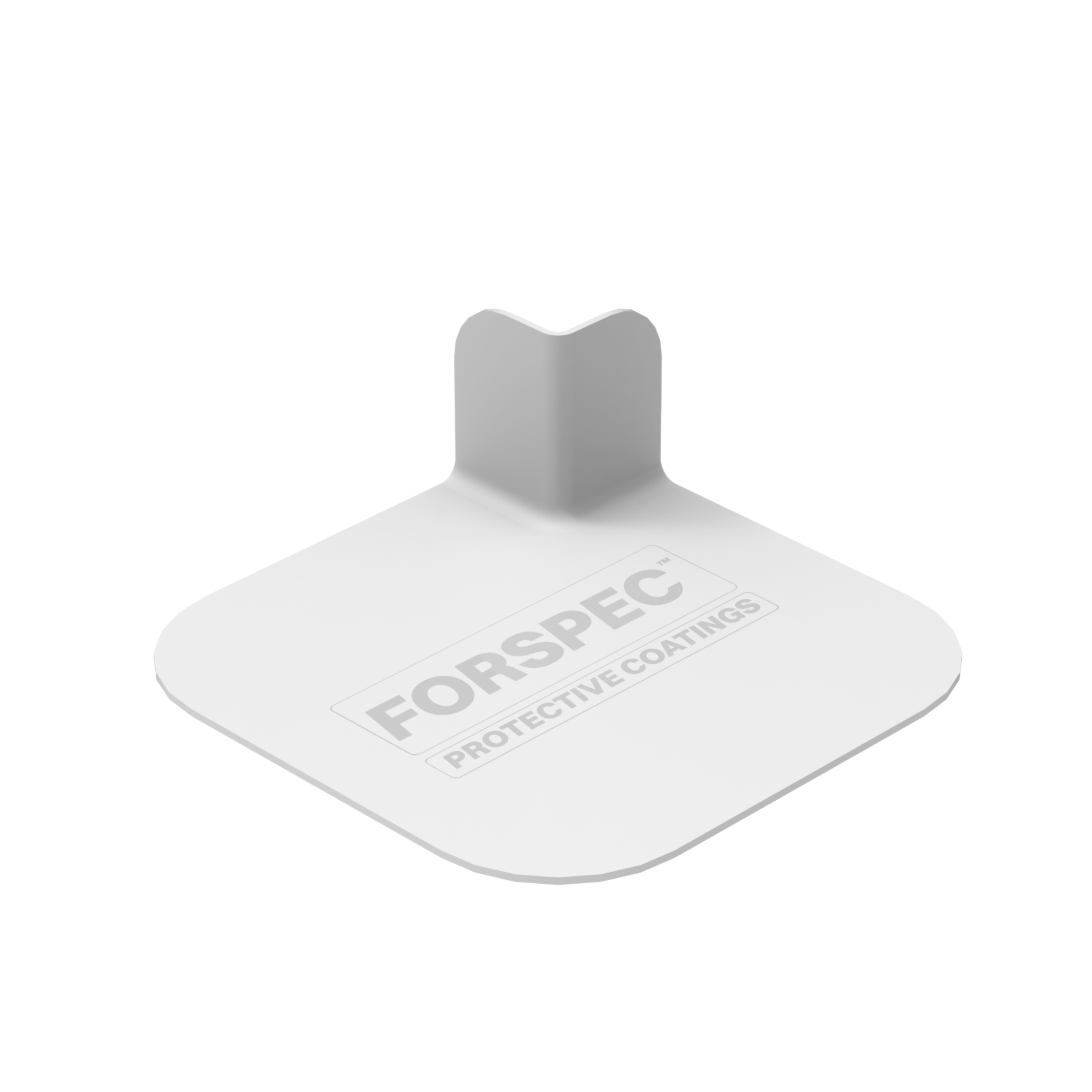 Factory-made FORSPEC Polyfin PVC external corner for waterproof membrane systems, designed for external wall and floor junction waterproofing.