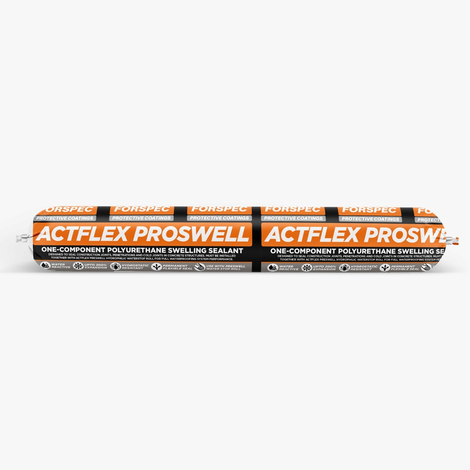 Forspec Actflex ProSwell One-Component Polyurethane Swelling Sealant 750mL for sealing construction joints, penetrations, and cracks in concrete with water-reactive expansion to prevent water ingress