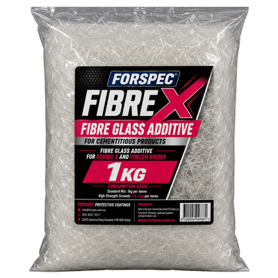 FORSPEC FibreX 1kg fibre glass additive for cementitious products, screeds, and concrete reinforcement