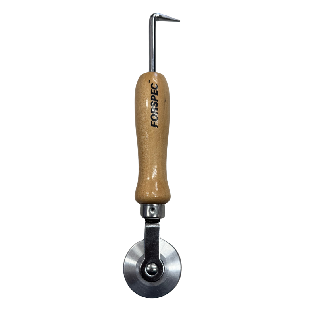 FORSPEC pressure roller with probe for welding and detailing PVC, TPO and waterproofing membranes, designed to apply consistent seam pressure while probing welds for quality inspection.