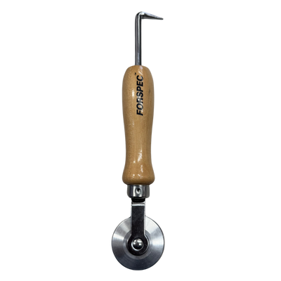 FORSPEC pressure roller with probe for welding and detailing PVC, TPO and waterproofing membranes, designed to apply consistent seam pressure while probing welds for quality inspection.