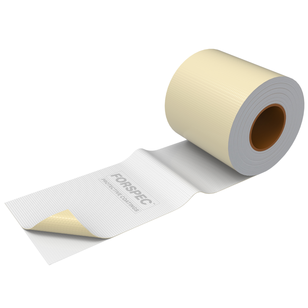 Forspec Preflex 3000 NS self-adhesive waterproofing membrane with reinforced fleece backing for sealing cracks, joints, corners and waterproofing transitions in internal and external applications.