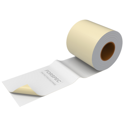 Forspec Preflex 3000 NS self-adhesive waterproofing membrane with reinforced fleece backing for sealing cracks, joints, corners and waterproofing transitions in internal and external applications.