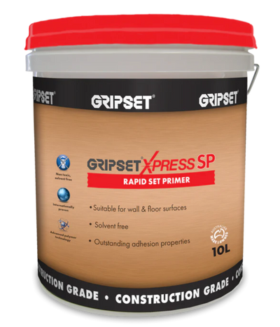 Gripset Xpress SP rapid set primer 10L for preparing wall and floor surfaces before waterproofing, tiling, and flooring applications