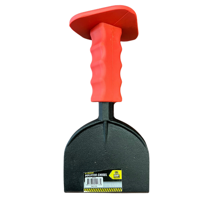 Grip Well 115mm brick bolster chisel with hand guard and ergonomic grip for cutting, shaping, and splitting bricks, blocks, masonry, and concrete.