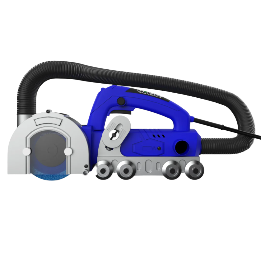 Grout Buster 3000 grout removal machine with integrated dust extraction for removing grout from tile joints during tile repair, renovation, and replacement.