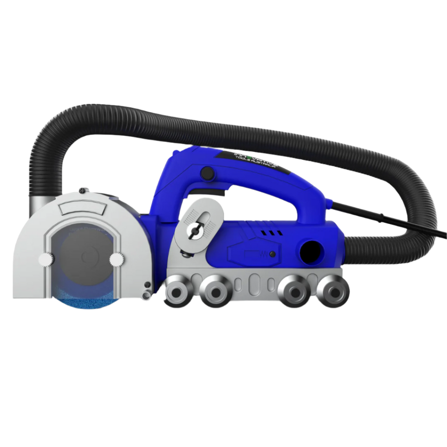 Grout Buster 3000 grout removal machine with integrated dust extraction for removing grout from tile joints during tile repair, renovation, and replacement.