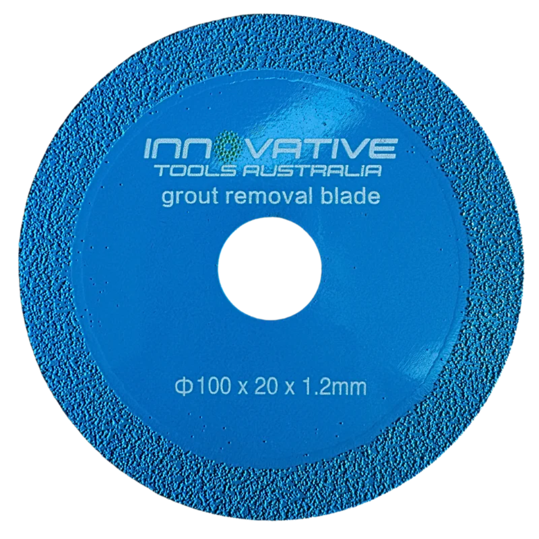 Innovative Tools Grout Removal Blade 100mm x 20mm x 1.2mm diamond-coated blade for removing grout from tile joints before regrouting, repairing, and tile replacement applications