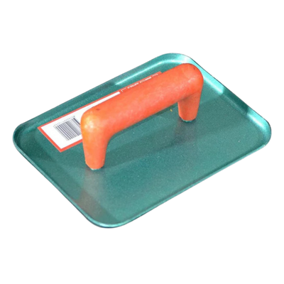 Masterfinish plastic hand float with ergonomic handle for smoothing, finishing, and texturing cement renders, grout, plaster, and concrete surfaces.