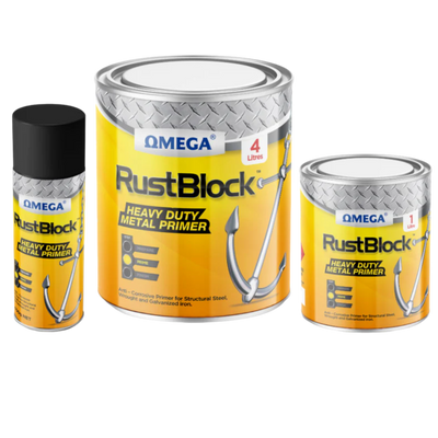 Omega RustBlock heavy duty anti-corrosive metal primer for structural steel and galvanised iron