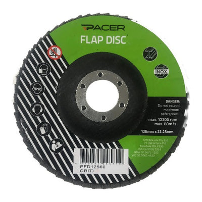 Pacer Flap Disc 125mm x 22.23mm abrasive grinding disc for grinding, blending, deburring, weld finishing, and surface preparation on steel, stainless steel, and metal surfaces