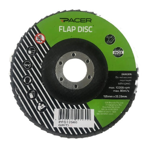 Pacer Flap Disc 125mm x 22.23mm abrasive grinding disc for grinding, blending, deburring, weld finishing, and surface preparation on steel, stainless steel, and metal surfaces