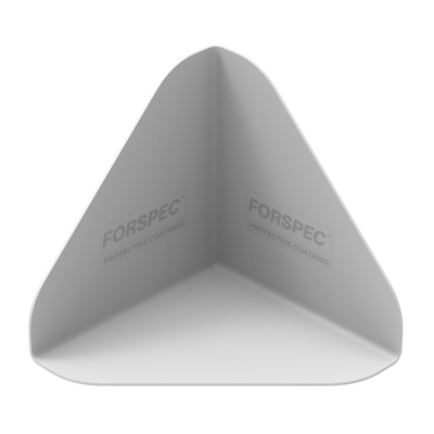 Factory-made Polyfin PVC internal corner for waterproof membrane wall and floor junctions.